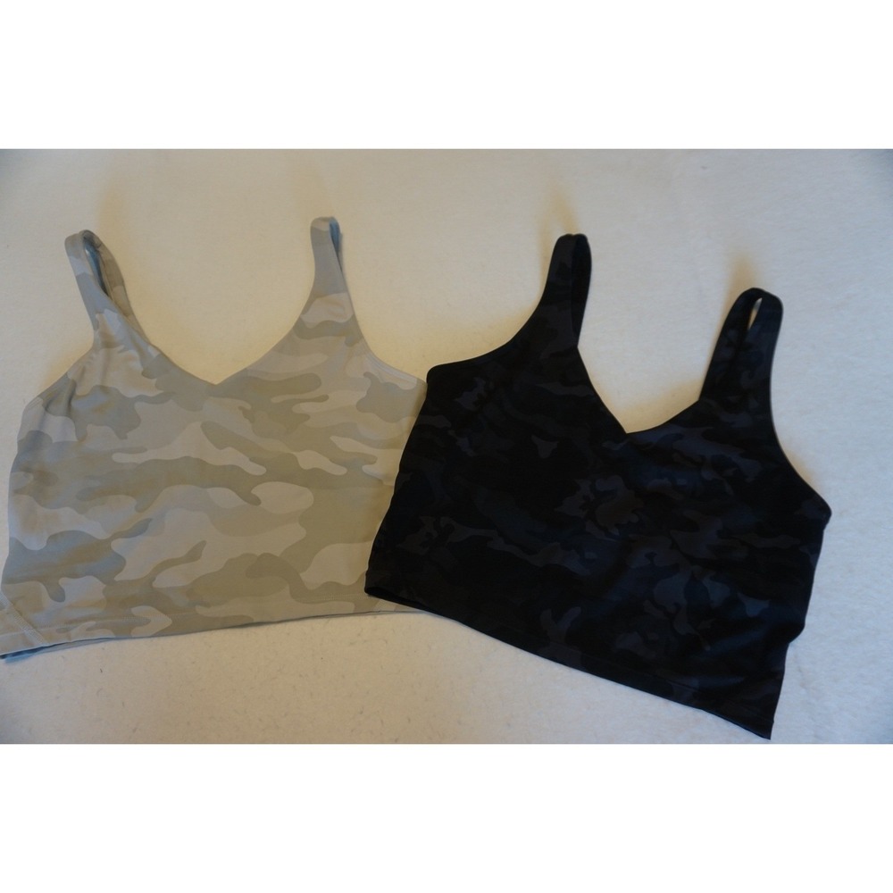 tank Top Camo Grey Black Set of 2 Built in Bra Crop Camisole